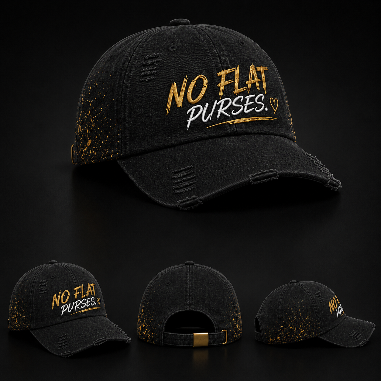 NO FLAT PURSES™ Limited Edition Distressed Hat