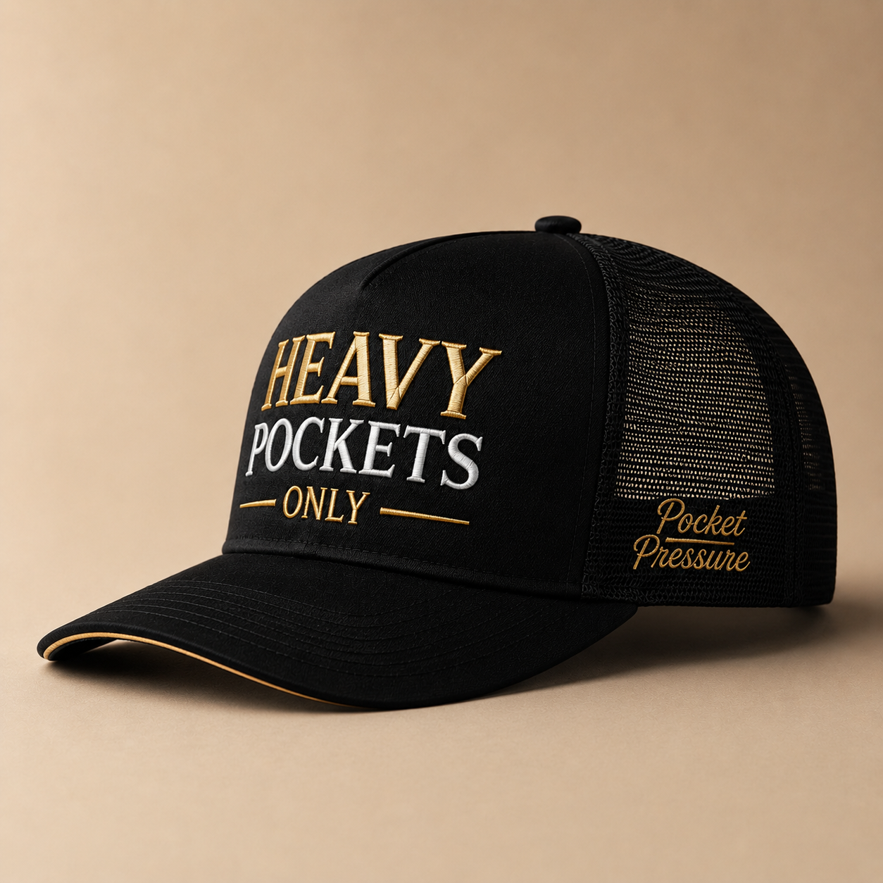 Heavy Pockets Only Trucker Hat – Black/Gold